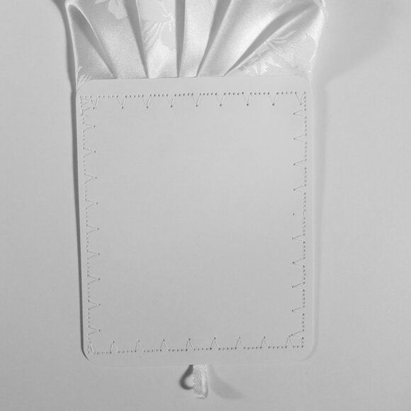 New - Men's White Silky Floral Satin Pre-Folded Pocket Square Insert - Picture 5 of 7